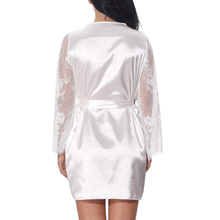 Satin bathrobe with lace sleeves