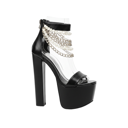 Sandales perles et chaînes 6.3"