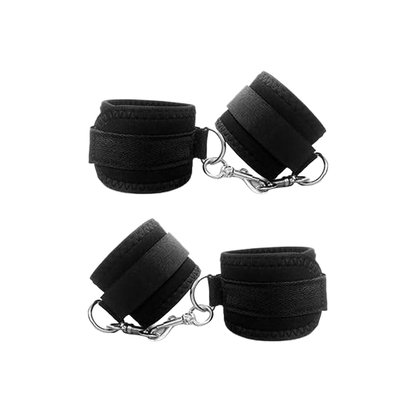 Restriction pour lit avec boucle d'attache croisée, bandeau et cravache à plume