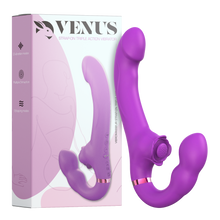 Vibrateur strap-on à triple action Venus