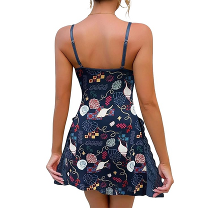 Nuisette à fentes latérales à motifs