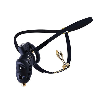 Cage de chasteté avec plug anal relié Rattlesnake