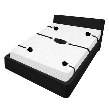 Restriction pour lit avec boucle d'attache croisée, bandeau et cravache à plume