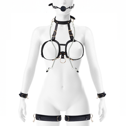 Ensemble BDSM harnais pour poitrine et accessoires