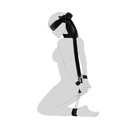 Sangle de positionnement avec restrictions, laisse et bandeau