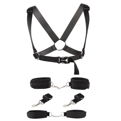 Harnais et sangles avec menottes pour poignets et cuisses
