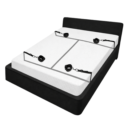 Bed Restraint with whip, blindfold, gag and waterproof sheet