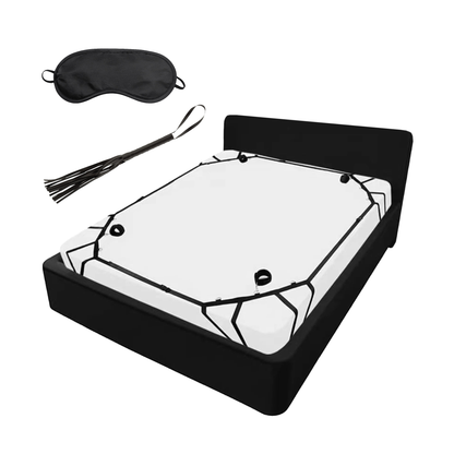 Bed restraint with whip and blindfold