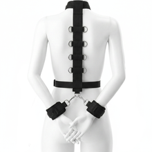 Ensemble harnais à attaches multiples avec menottes et masque pour les yeux