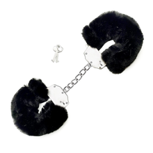 Metal handcuffs with a plush coating