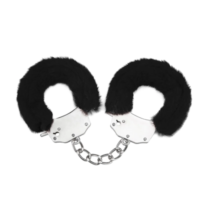 Metal handcuffs with a plush coating