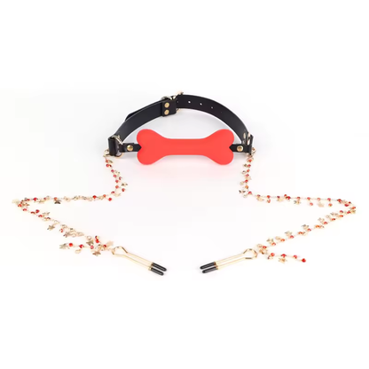 Ensemble baîllon os et pinces à mamelons