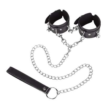 Handcuffs with bells and leash