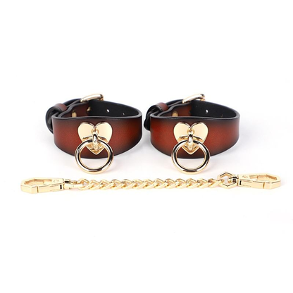 Heart-shaped handcuffs and leash