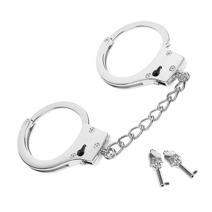 Metal handcuffs with skull-shaped keys