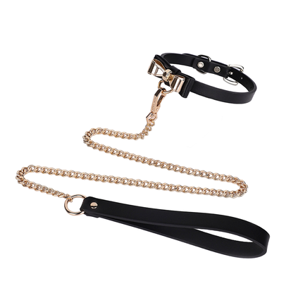 Collier de soumission orné boucle avec laisse