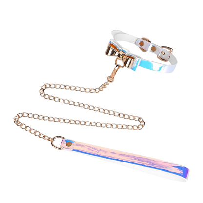 Collier de soumission orné boucle avec laisse