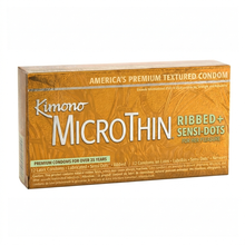 Condoms Kimono MicroThin Ribbed + Sensi-Dots paquet de 12