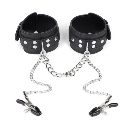 Ensemble menottes et pinces à mamelons reliées